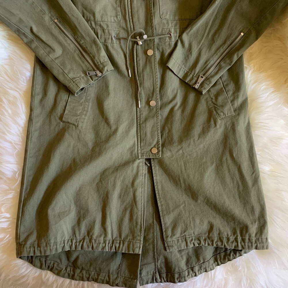 7 For All Mankind Green Trench Coat Jacket Size M - Picture 4 of 12